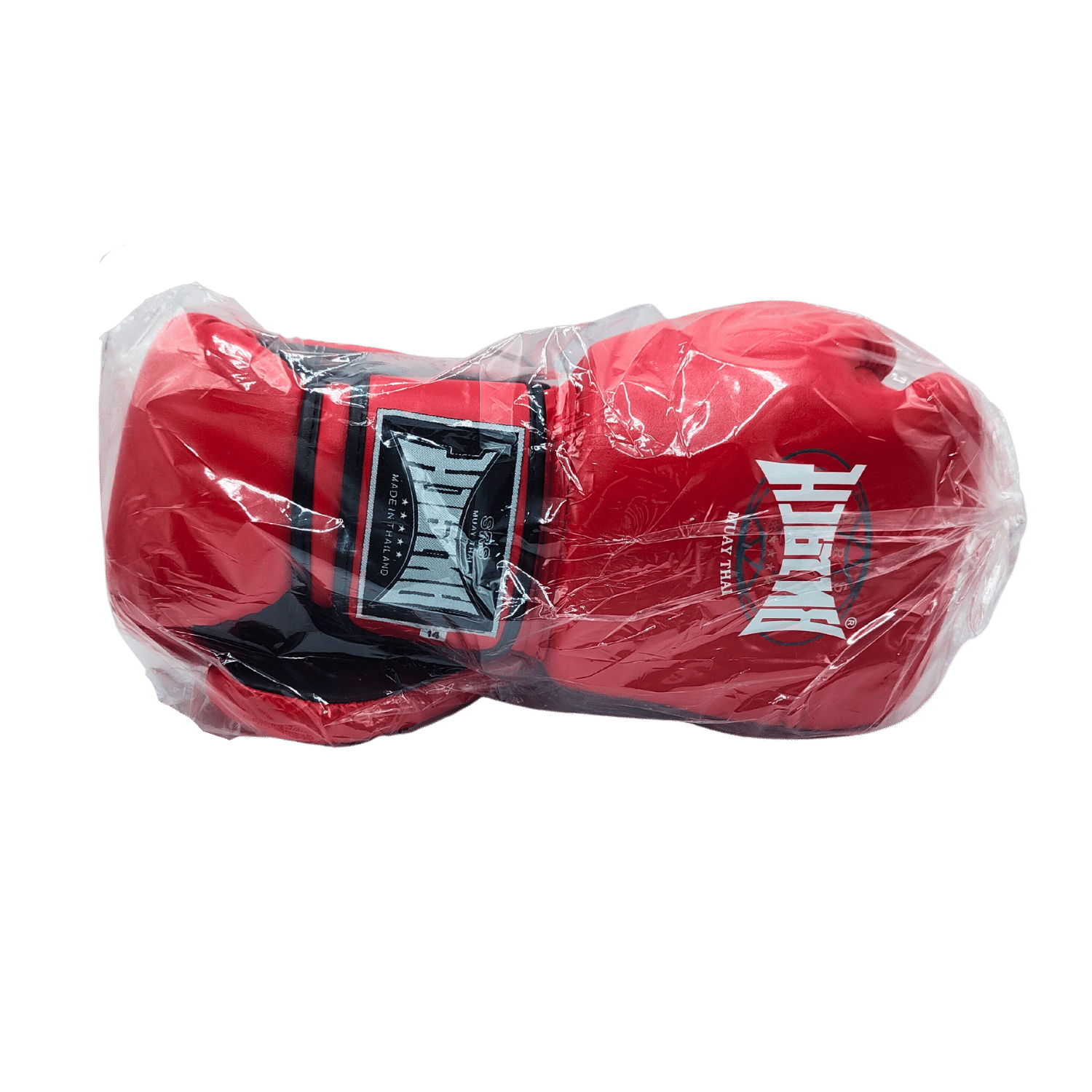 A pair of Muay Thai Boxing Gloves - Red by the Muay Thai brand on a white background.