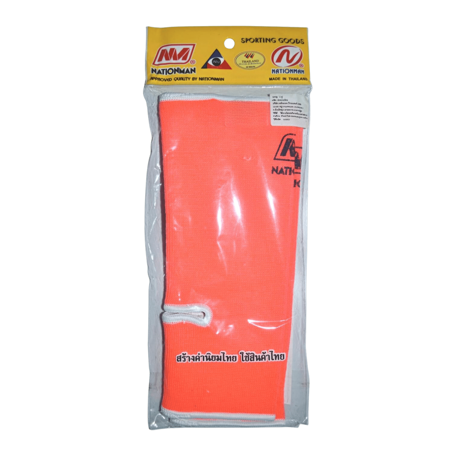 A package of Nationman Anklets - Orange safety gloves for comfort during Muay Thai training.