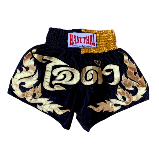 A stylish pair of Blackheart Muay Thai boxing shorts by Hanuthai.
