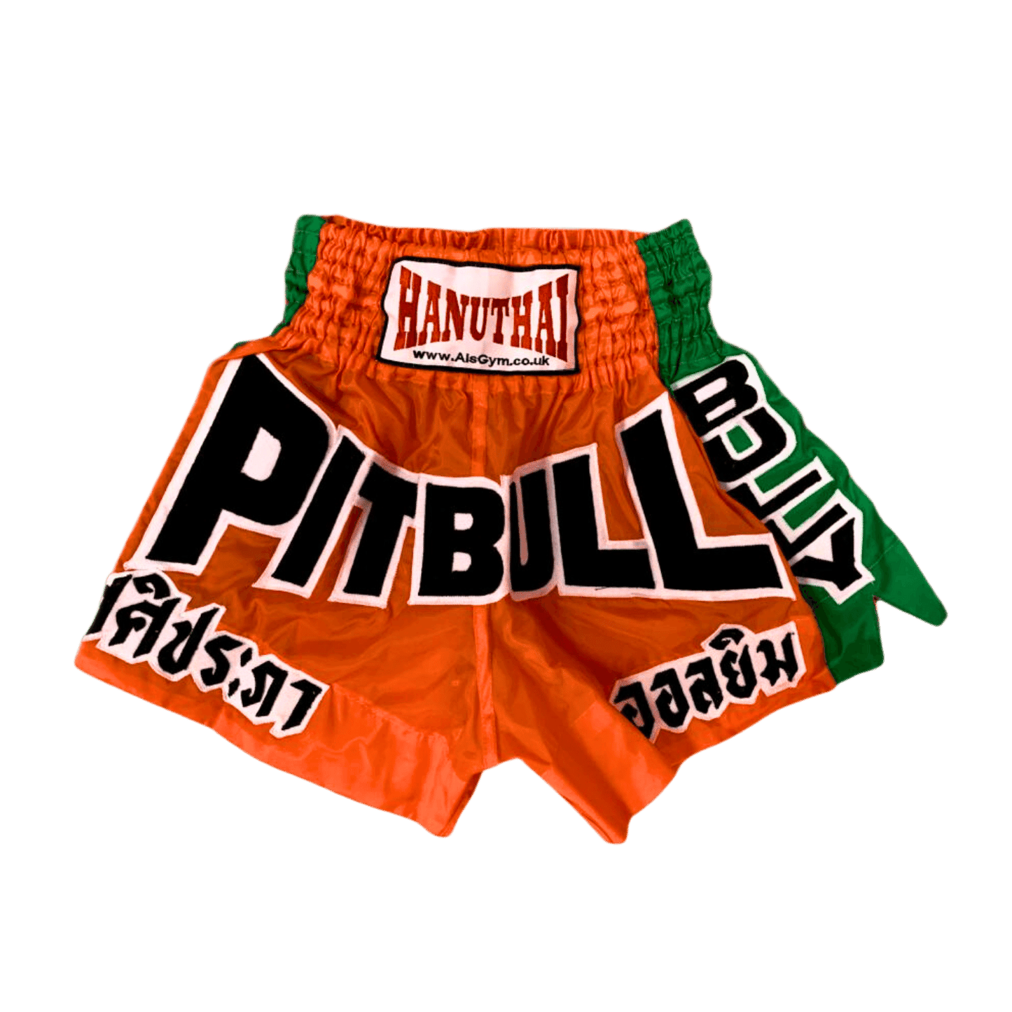 Handmade high-quality Pitbull Muay Thai boxing shorts from Bangkok, by Hanuthai.
